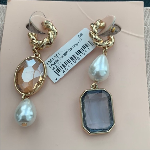 Mignonne Gavigan Leonie Earrings – Asymmetrical, Faux Gemstones & Pearls NWT - Picture 3 of 3